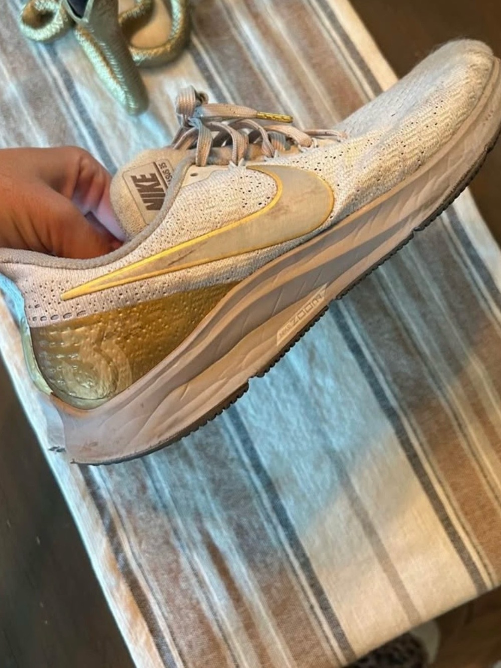 Nike Women’s White and Gold Running Sneakers